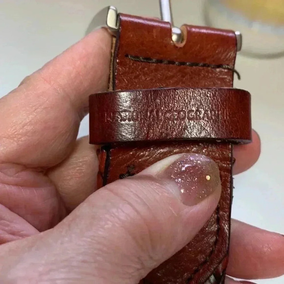 National Geographic  100% leather belt from 2008, reddish brown, silver buckle - Picture 9 of 9